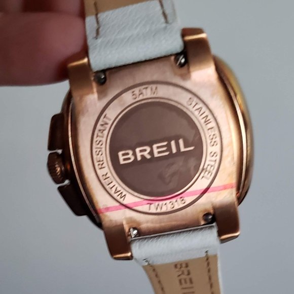 NIB BREIL MILANO Watch Swarovski Crystals Rose Gold white Leather Band TW1318 main image 9